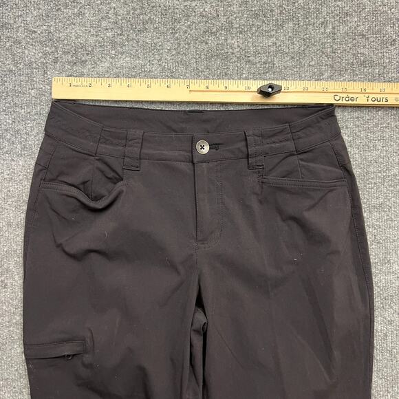 Eddie Bauer Pants Women 8 Black Nylon Stretch Mid-Rise Straight Leg Roll Tab Hem - Picture 9 of 16